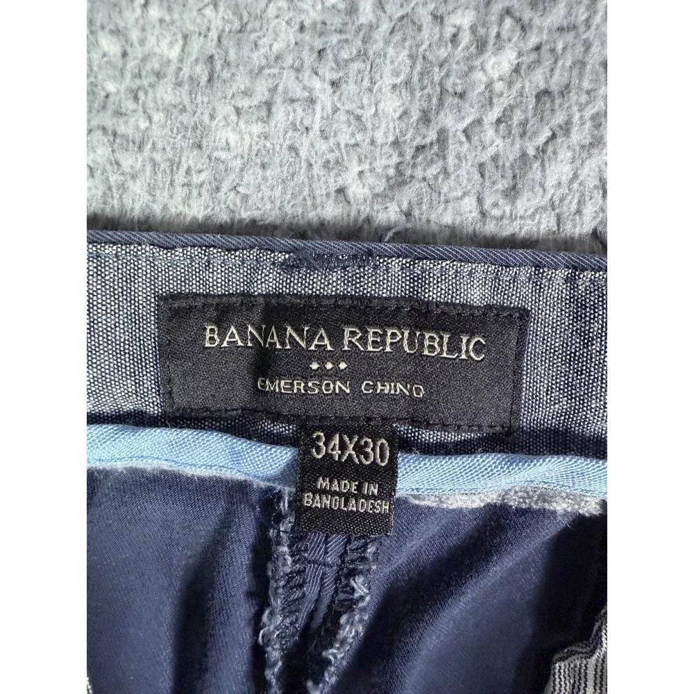 Banana Republic Emerson Chino Pants Mens 34x30 Vintage Navy Blue 100% Cotton